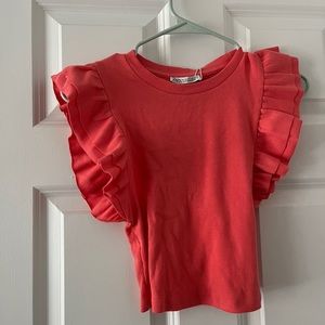 ‼️MOVING‼️needs to go ASAP‼️ Zara pink ruffled sleeve tank size small